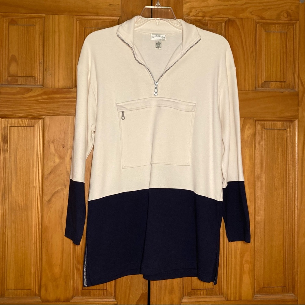 EUC Frazier Lawrence Vintage 80s 90s 1/4 Zip Top Long Sleeve Blue Size M Medium